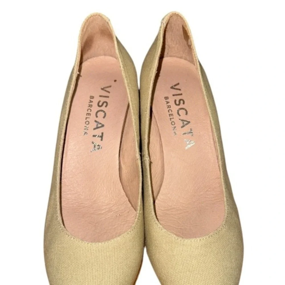 VISACATA Barcelona Womens US 5.5/6 EU 36 Espadrilles Pale Green Wedge Shoes‎